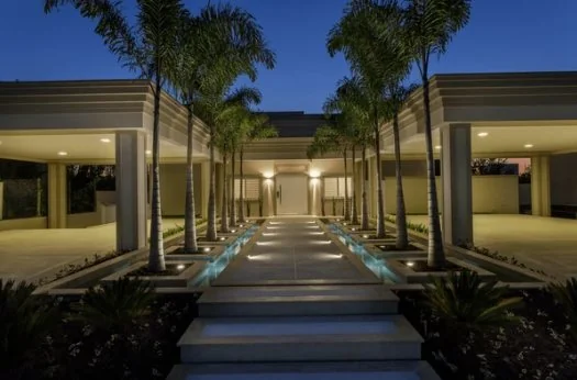 Luxury residence with architectural exterior lighting